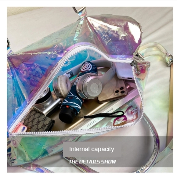 Holographic Women Handbag Transparent Travel Bag - Picture 16 of 16
